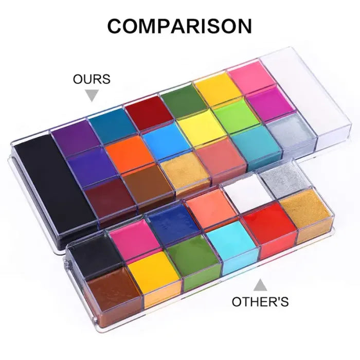 Face and Body Oil Paint Palette, Professional and Safe Non-Toxic Tattoo Halloween Special Effects Party Makeup Kit for Kids and Adults.
