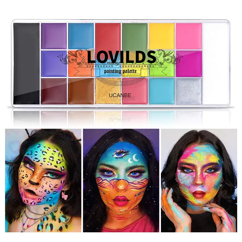 Face and Body Oil Paint Palette, Professional and Safe Non-Toxic Tattoo Halloween Special Effects Party Makeup Kit for Kids and Adults.