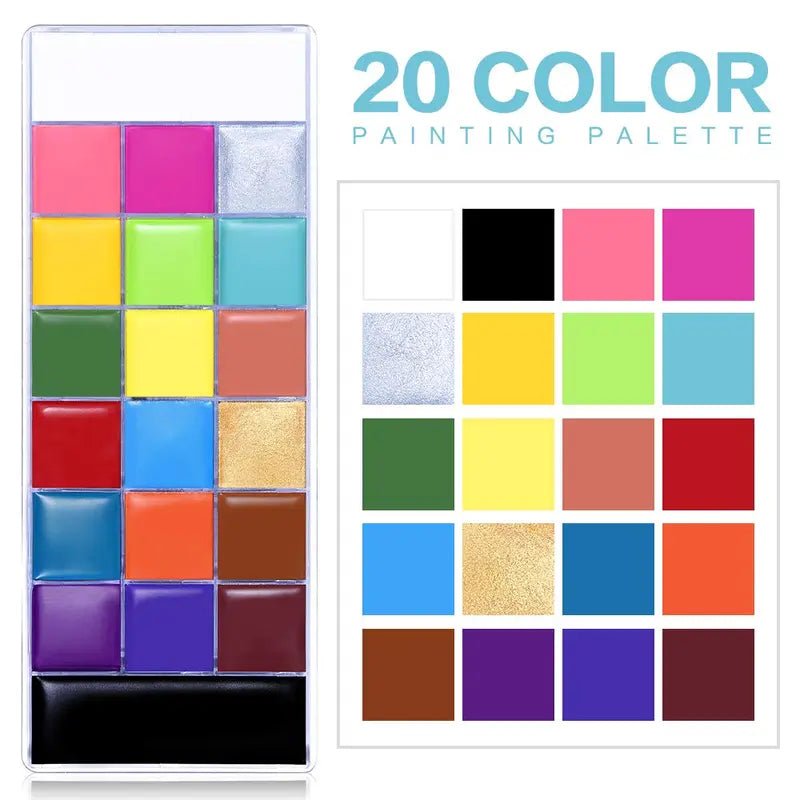 Face and Body Oil Paint Palette, Professional and Safe Non-Toxic Tattoo Halloween Special Effects Party Makeup Kit for Kids and Adults.