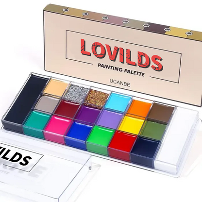 Face and Body Oil Paint Palette, Professional and Safe Non-Toxic Tattoo Halloween Special Effects Party Makeup Kit for Kids and Adults.