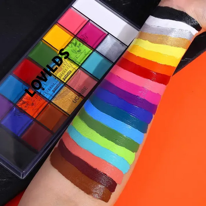 Face and Body Oil Paint Palette, Professional and Safe Non-Toxic Tattoo Halloween Special Effects Party Makeup Kit for Kids and Adults.